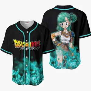 Bulma Baseball Jersey Dragon Ball Anime Retro Summer Trendy Anime Jersey Shirt Gift For Anime Lover, Jersey Outfit, Anime Baseball Jersey Merch, Manga Jersey Shirt For Anime Fan