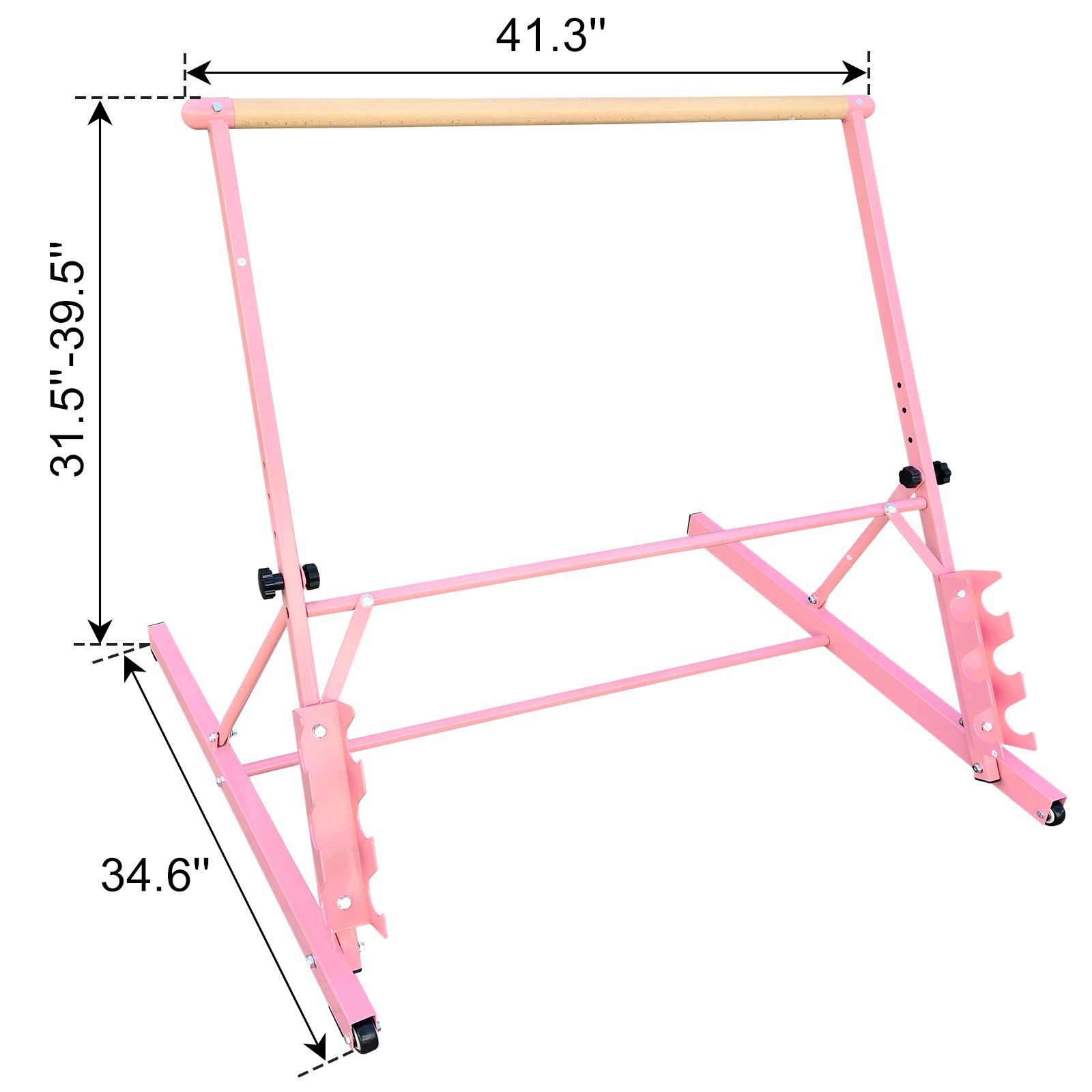 [Fahuac] Professional Ballet Barre for Home - Adjustable 32"-38" Height Solid Wood Dance Barre with Triangle Structure, Rolling Wheels, 2 Weight Racks, Portable Ballet Bar for Pilates, Stretching & Dance Training.