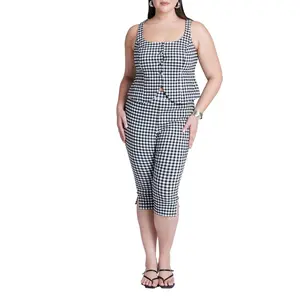 ELOQUII Women's Plus Size Gingham Capri Legging