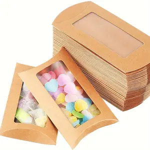 5.5in 20pcs, Kraft Paper Packaging Box, With Display Window Pillow Box, Small Gift Packaging Bag, Self-Adhesive Cookie Bag, White Polka Dot Plastic Pastry Bag, Wedding Party Supplies, Baking Supplies, Party Supplies