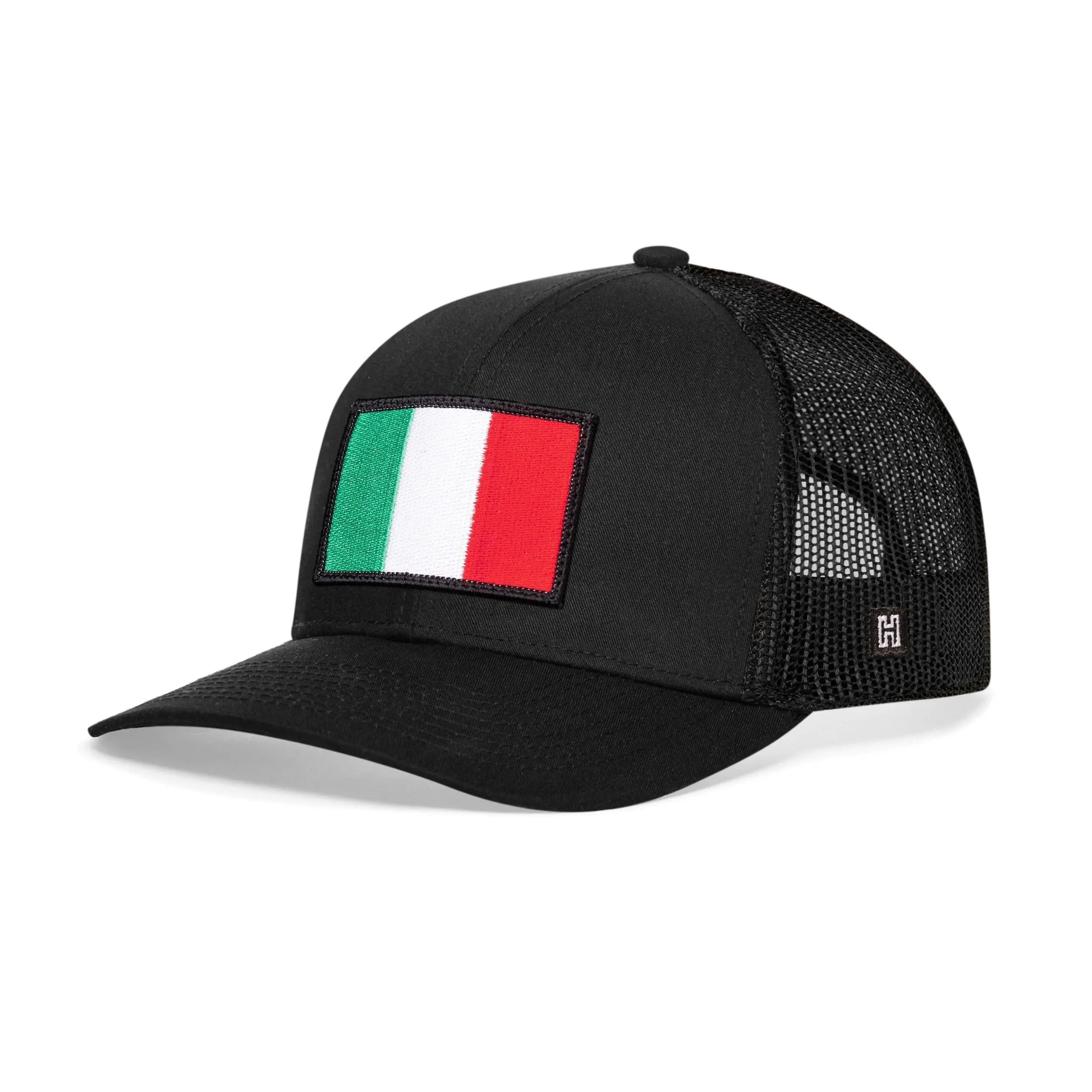 Italian Flag Trucker Hat  |  Black Italy Snapback