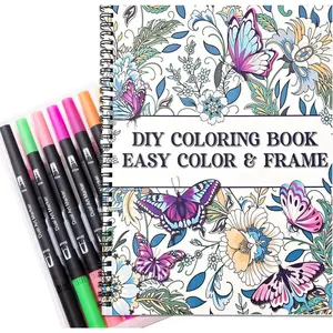 Adult Coloring Book Set with 36 Colors Markers,Spiral Bound Coloring Books with Mandala Flowers Animals Patterns for Adult Women Relaxation & Anxiety Relief