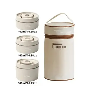 Large Capacity Multi-layer Stainless Steel Insulated Lunch Box Set, Outdoor Insulated Lunch Box, Including 3 Stainless Steel Rice Bowls, Reusable, Suitable for School, Office, Picnic, Camping, Food Grade Safe Material, Durable And Easy to Clean Tableware