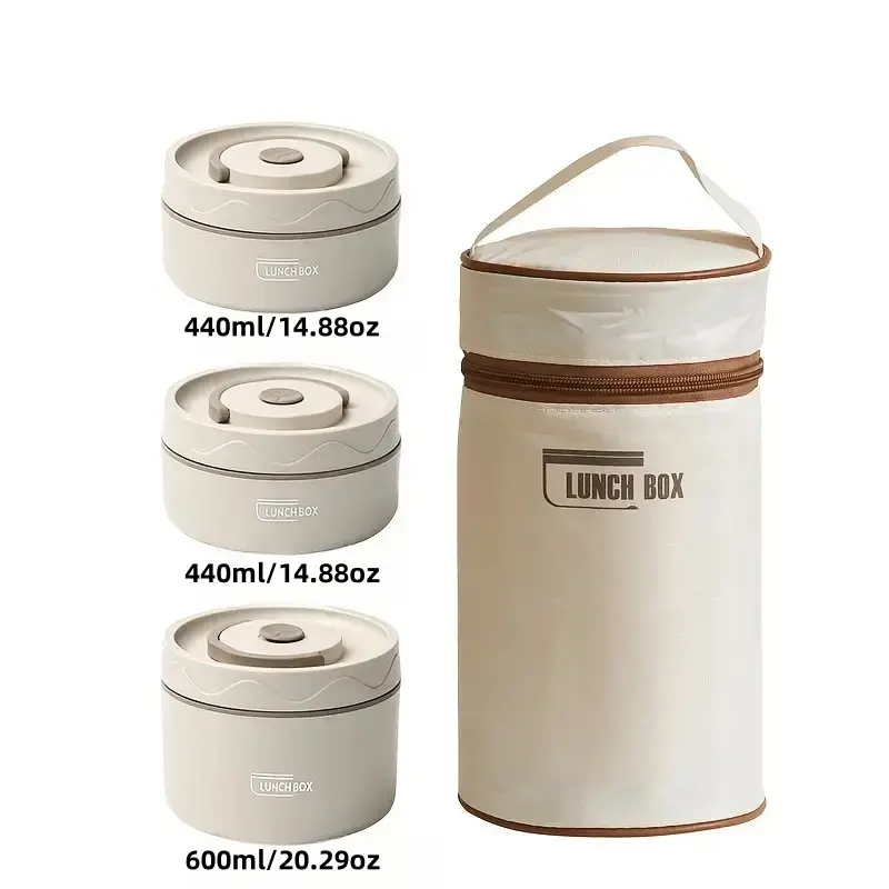 Large Capacity Multi-layer Stainless Steel Insulated Lunch Box Set, Outdoor Insulated Lunch Box, Including 3 Stainless Steel Rice Bowls, Reusable, Suitable for School, Office, Picnic, Camping, Food Grade Safe Material, Durable And Easy to Clean Tableware