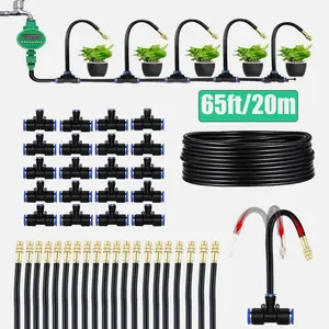 65ft Drip Irrigation Kit Garden System with Adjustable Copper Nozzle 360° Bendable Tubing for Efficient Watering of Gardens Lawns & Patios
