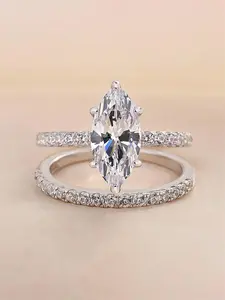 2pcs Women's Elegant Rhinestone Decorated, Fashion Jewelry, Fashion Engagement Rings for Party, Daily Clothing Decor, Trendy All-match & Exquisite Jewelry, Valentine's Day, Gift