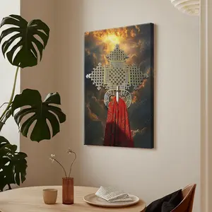 High Quality Print Ethiopian Eritrean Orthodox Cross Poster Spiritual Art Religious Decor for Church Home Bedroom Living Room Wall 12x18 16x24 24x36 Inches Frameless Wooden Frame Options