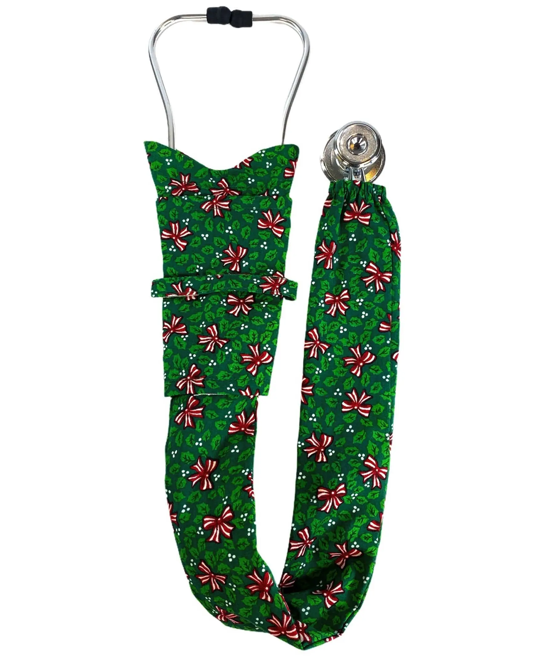 Stethoscope Cover – Stylish and Durable - Christmas Bows on Green