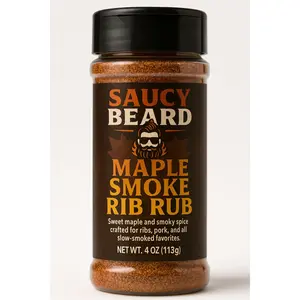 Saucy Beard Maple Smoke Rib Rub - Sweet Maple & Smoky Spice for Ribs Pork Shoulder Brisket