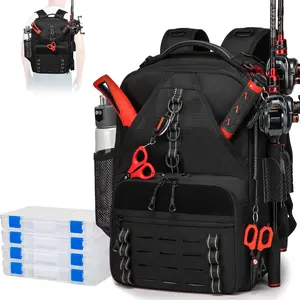 Multi-functional Fishing Tackle Backpack with Rod Holder Large Capacity Waterproof Outdoor Angling Bag