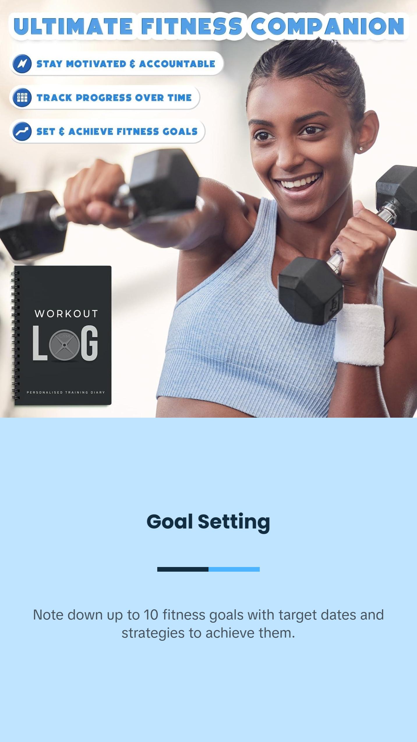 Workout Planner for Daily Fitness Tracking & Goals Setting - A5 Size, 6” X 8”, Charcoal Gray - Men & Women Personal Home & Gym Training Diary - Log Book Journal - by