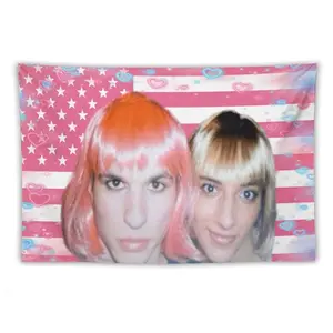 Hamzah and Martin wall tapestry poster for college dorm cave bedroom living room office party decoration gift polyester peach colorful decorative