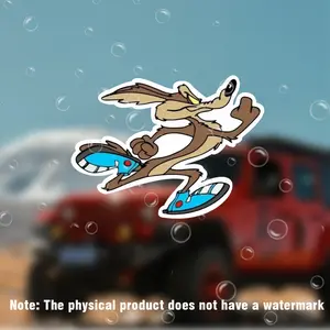 Roadrunner and El Coyote "HELP!" Cartoon sticker - durable vinyl sticker for cars, motorcycles, helmets, laptops, toolboxes - bright colors, weather-resistant, easy to paste and remove, helmet decoration, humorous artwork, long-lasting adhesive, DIY