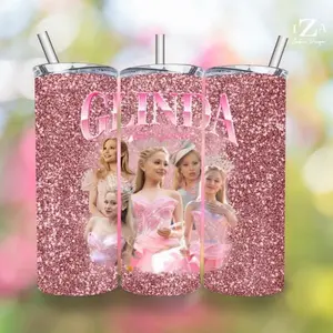 Glinda Skinny Tumbler, Wicked 20 oz - Premium Stainless Steel Vacuum Insulated Clear Sliding Lid - Bottle, Drinkware