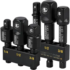 Socket Adapter Set, 6- 3" Extension Bit With Holder, 1/4", 3/8", and 1/2"  socket adapter & Universal Joints drill socket adapter