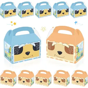 Cartoon Blue Dog Party Candy Bags 16pcs Dog Family Goodie Gift Boxes for Blue Puppy Theme Birthday Party Supplies