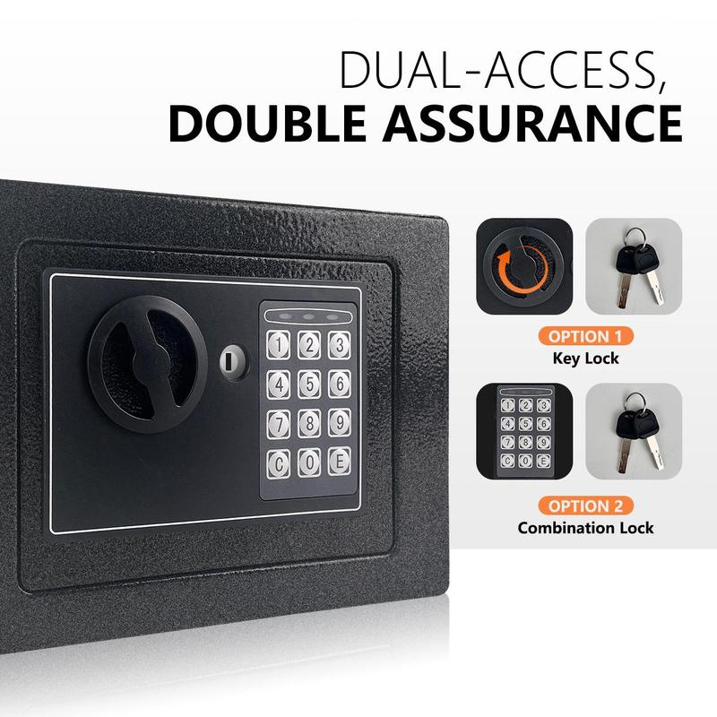 1pc Money Safe Box for Home with Sensor Light & Money Bag, Security Safe Box for Money Safe with Keys & Pass Code, Lock Box with Digital Keypad (Black and Silvery)