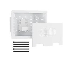 ynVISION.DESIGN 9" Recessed in-Wall Media Box for TV – Flush Wall AV Enclosure with Adjustable Shelf, Cable Straps & Vented Cover – Compatible with Apple TV, Roku & More