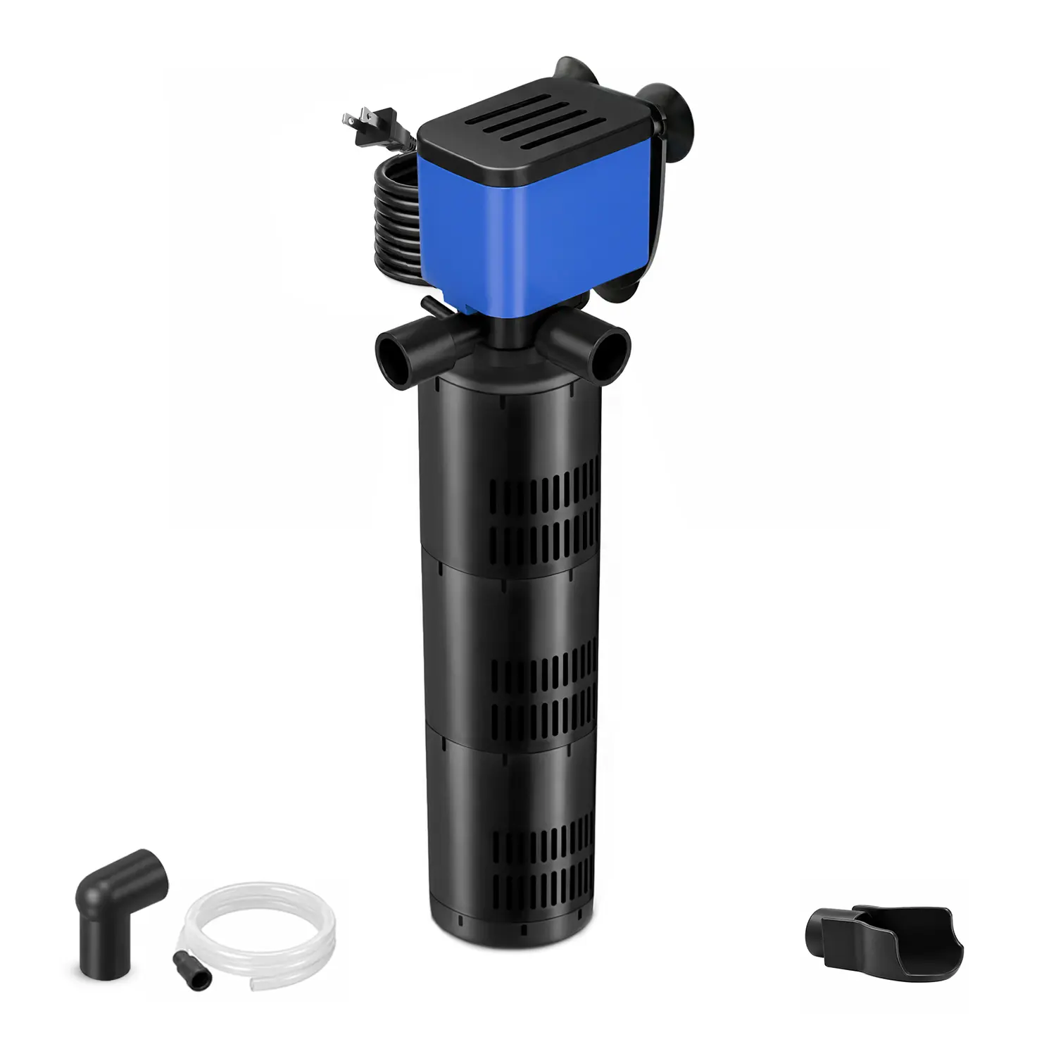 AquaDream 475 GPH Classic Internal Aquarium 3-in-1 Filter - Quiet Water Pump with Built-in Aeration Function, Horizontal or Vertical Mounting, for Freshwater Fish Tanks, Amphibians, Includes Power Supply, 1 × Aeration & Water Outlet Connector (Venturi), 1