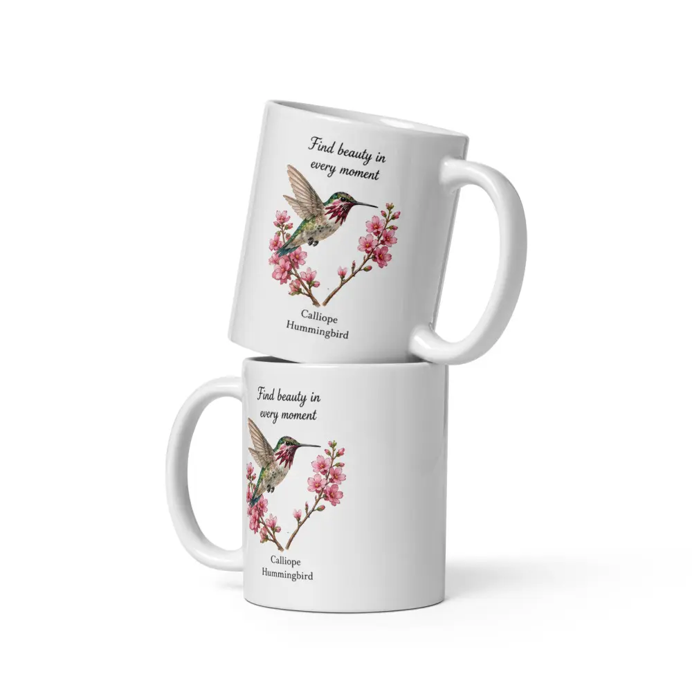 Find Beauty in Every Moment | Calliope Hummingbird | White Glossy Mug Funny Mom