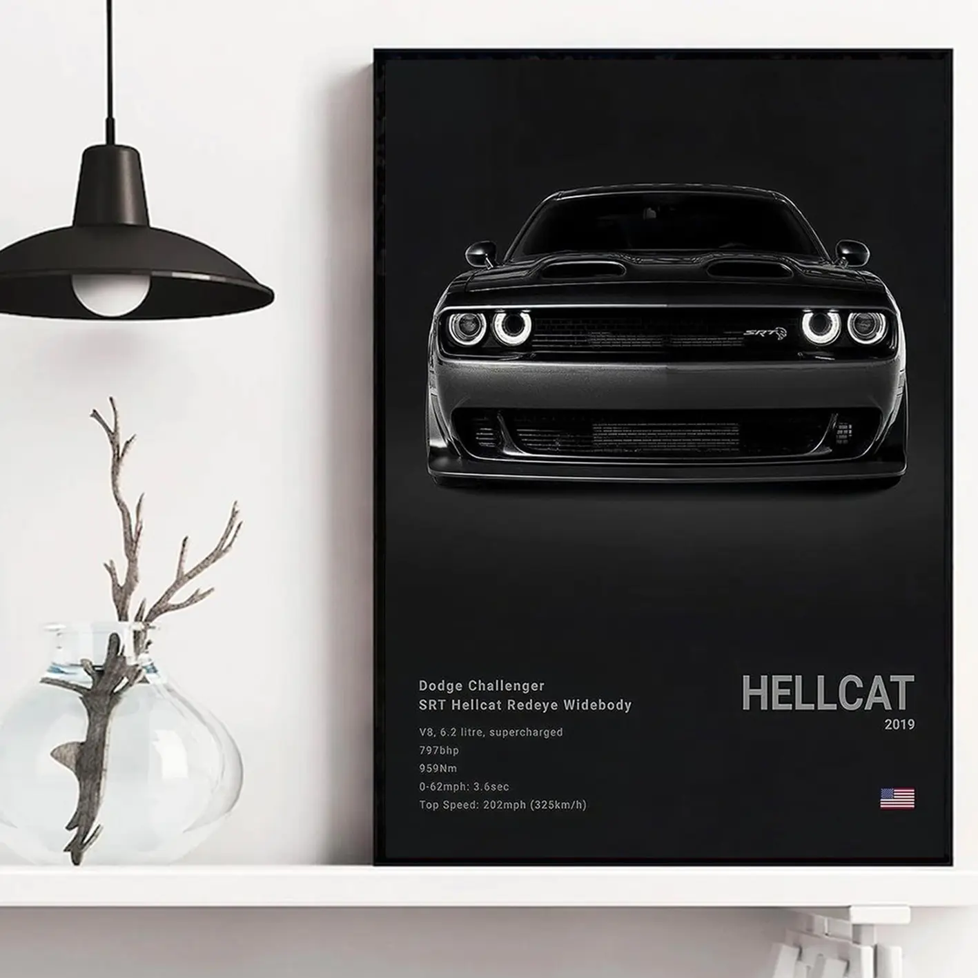 Modern Super Car Wall Art Poster for Men, G82 M4 GT3 RS Hellcat Veyron FXX K High Resolution Racing Car Print Decor