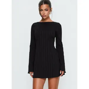 Alfalfa Long Sleeve Mini Dress Black