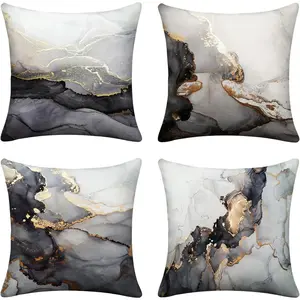 Black and   Decorative Throw Pillow Covers Marble Texture Couch Pillows for Living Room 18x18 Set of 4 Decorative Pillows for Couch Bed Living Room Sofa Outdoor  Pillow Covers
