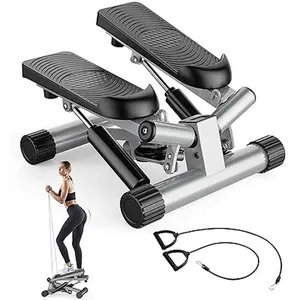 Mini Stair Steppers with Resistance Bands for Exercise at Home, Portable Exercise Twist Stepper Machine for Full Body Workout, 265LBS Capacity