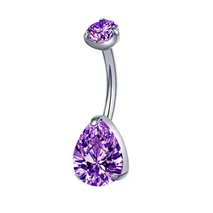Unique and stylish water drop-shaped zirconia navel piercing jewelry