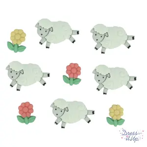 Counting Sheep Animal Nursery Spring Themed Buttons