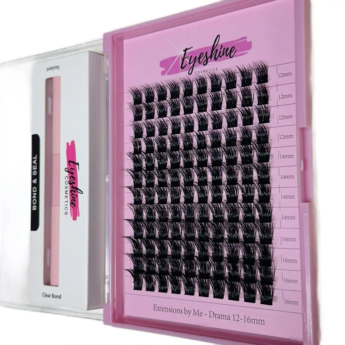 Eyeshine Drama (black 12-16mm) lashes includes a Clear bond and Seal