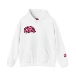 Big Motion Bubble Text Hoodie | Pink Graffiti Chest Graphic
