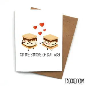 [Sale off up to 65%][Free Ship] Funny Love Card SMORE S'MORE Pun, Fun Birthday Card, Card Boyfriend, Card For Girlfriend, Anniversary Card, Valentine's Day Gift, Butt Card