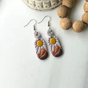 Polymer Clay Earrings - Mountain Scene