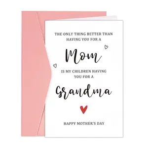 1PC Heartfelt Mother's Day Card for Mom, Mothers Day Cards Gift to Celebrate Mother as Grandma, Happy Mother's Day To My Wonderful Mom & Grandma, Greeting Card, Positive Message Card