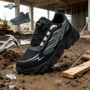 SAFETREK Men's Safety Work Sneakers with Rotating Buckle, Mesh Breathable Lightweight Anti-Slip Anti-Smash Anti-Puncture Outdoor Training & Running Shoes