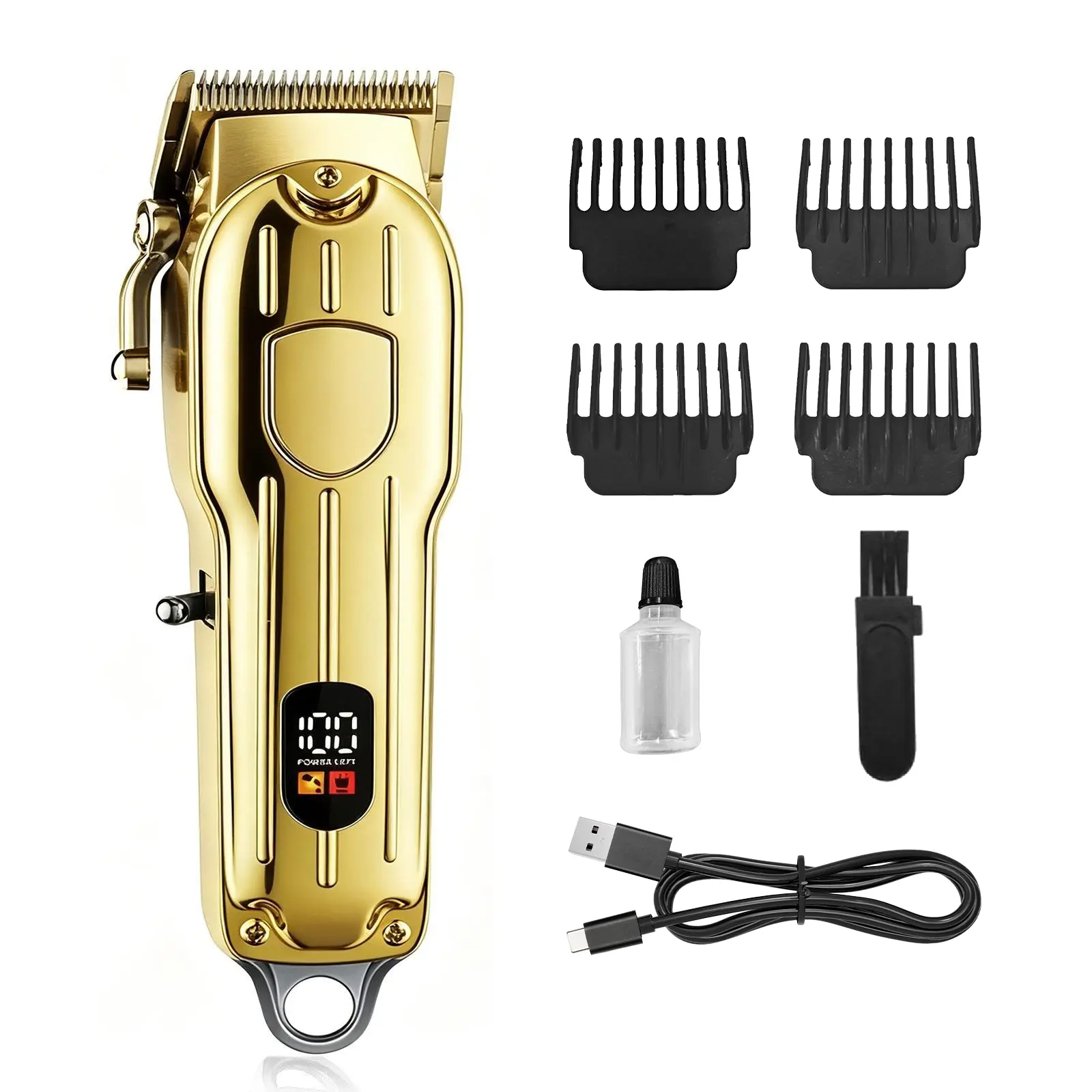 DEBARK Professional Rechargeable Steel Blade Barber Clippers - R-Blade Safe, 0.45-2mm Adjustable, 4-Gear Damping, 1H Runtime, Silent, Smooth Cordless Barber Equipment with Charger for Men's Fades, Carving Mens Gifts