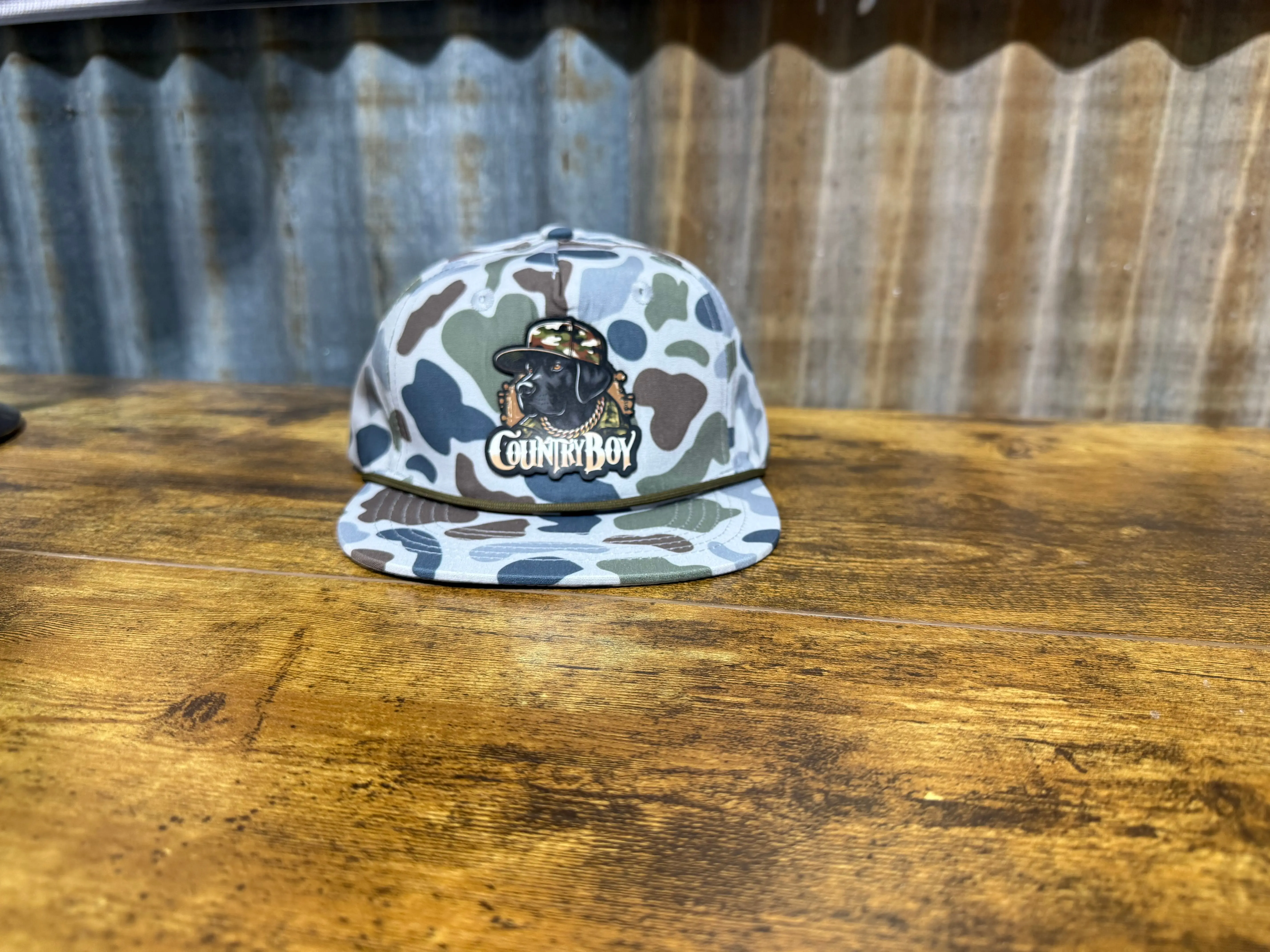 Lost Hat Co Youth Country Boy Camo Hat - Camouflage Print, Outdoor Look, Patch Detail, Ranch Wear, Old's Cool Brackish Goat Rope Accent