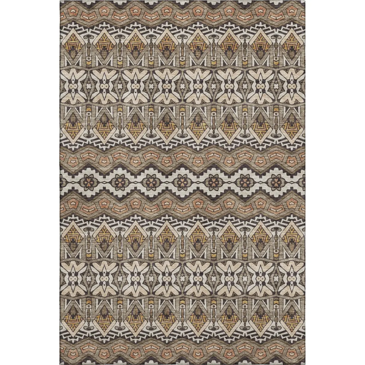 HomeRoots 672295 9x12 ft. Taupe Beige & Copper Moroccan Area Rug - Durable, Full-Sized, Large-Format, Machine-Washable, UV-Protected, Machine-Made Rectangle Household Textile, Durable Area Rugs, Full-Sized Area Rugs