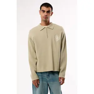 Pacsun Men's Green Le Palais Quarter Zip Polo Sweater