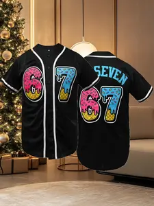 New Arrival Men Women Six Seven 67 Embroidered Casual Shirt, Loose Fit Short Sleeves Baseball Jersey,Breathable Sportswear for Outdoor Training & Daily Wear,Parties,Games