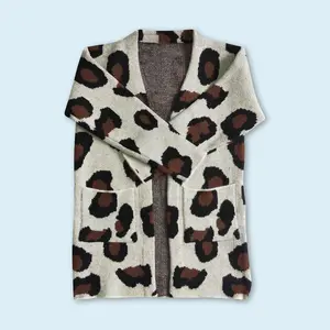 Baby girls cheetah print long sleeve fall winter sweater cardigan