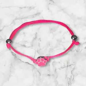 Hot pink adjustable bracelet, with hot pink dog paw
