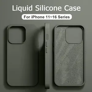 Original Liquid Silicone Case For iPhone 13 12 11 14 15 16 Pro Max Plus Official Case Bumper Protective Cover Phone Accessories