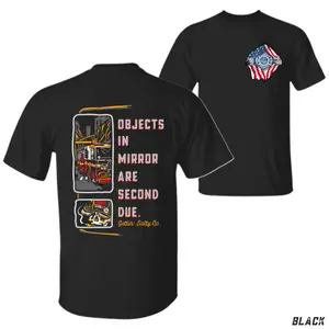 Mirror Are Second Due T-Shirt, Firetruck & Skull Design, Gettin' Salty Apparel Graphic Shirt for Firefighters, Unique Workwear for First Responders, Gift for Firefighting Enthusiasts