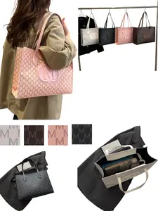 Women's Large Capacity Fashion Tote Bag, Autumn New Simple Letter Shoulder Bag, PU Material, Multifunctional for Daily Commute & Shopping