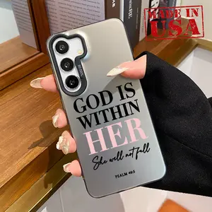 Pink Psalms Bible Quotes Patterned Phone Case for Samsung Galaxy S24 Plus S25 Ultra S23 Ultra S22+ Shockproof Anti-Scratch Durable PC Back Protective Cover Cellphone Protective