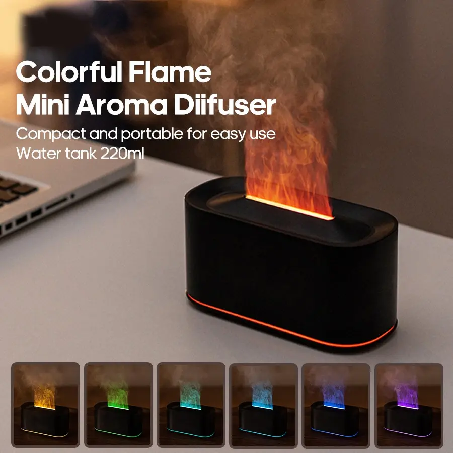 Home decoration humidifier fragrance air diffuser, 1-piece simulated flame humidifier suitable for autumn, USB powered aromatherapy diffuser, bedroom air freshener, Aromatherapy machine, home accessories/furniture