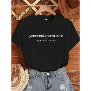 Personalized Custom Text T-Shirts - Custom Name/Logo/Message, Compatible for &, Casual Round Neck Shirts, Bulk Order Suitable for Parties, Events, Corporate Branding - Machine Washable Customizable Tees