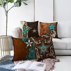 4pcs Decorative Pillowcases, Artistic Boot & Star Design, Multiple Specifications Available, Multi - Color, Ornate Style for Home Decoration, Bedroom Decorative Accessories, Soft Fabric Cushion Covers